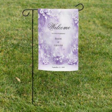 Purple White Flowers Garden Flag