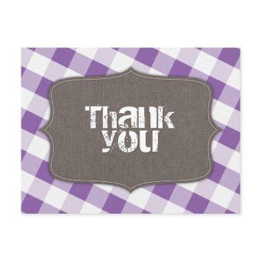 Purple & White Gingham Canvas Thank You PostInvitations