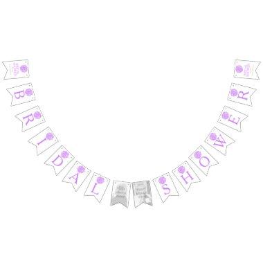Purple white posy bridal shower photo bunting bunting flags