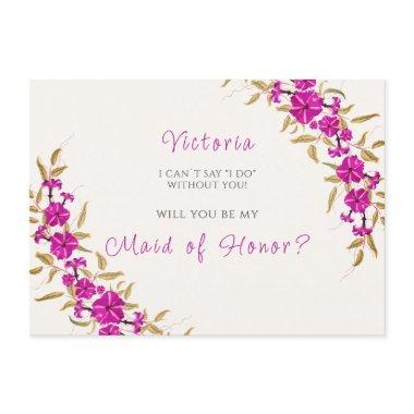 Purple Wild Trumpet Vine Flower Garden Wedding Menu