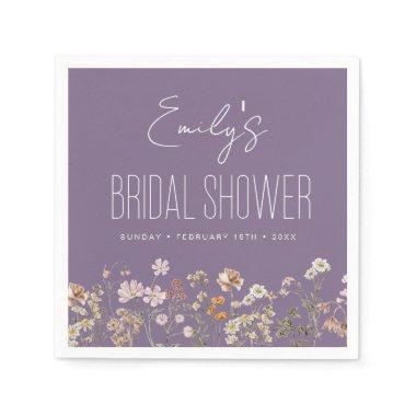 Purple Wildflower Boho Bridal Shower In Bloom Napkins