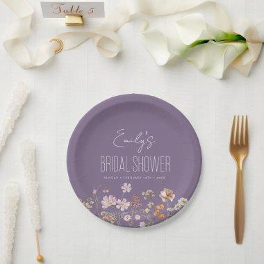Purple Wildflower Boho  In Bloom Paper Plates