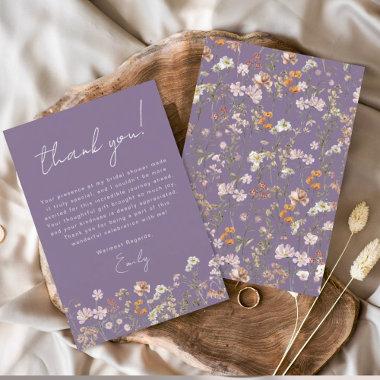 Purple Wildflower Boho Bridal Shower Thank You Invitations