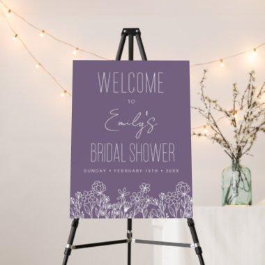 Purple Wildflower Bridal Shower Welcome Sign