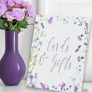Purple Wildflower Invitations and Gifts Table Pedestal Sign