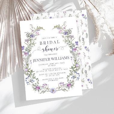 Purple wildflower rustic Bridal Shower Invitations