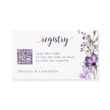 Purple Wildflower Wedding Bridal Shower Registry Enclosure Invitations