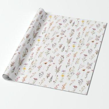 Purple Wildflowers  Boho Floral Wrapping Paper
