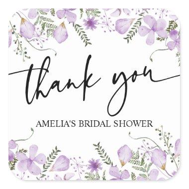 Purple Wildflowers Bridal Shower Favors Sticker