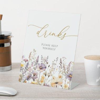 Purple Wildflowers Shower Drinks Sign