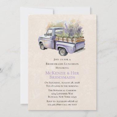 Purple Wisteria Vintage Truck Bridesmaids Luncheon Invitations
