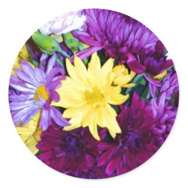 Purple & Yellow Floral Envelope Seal Stickers