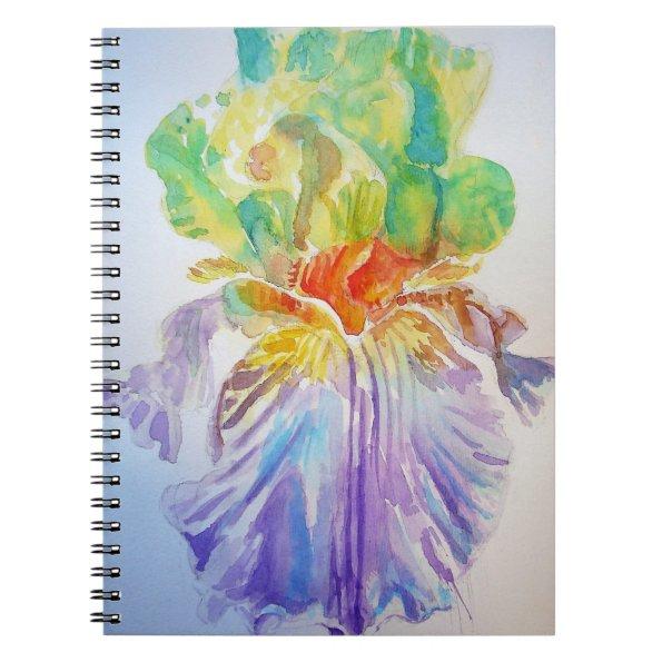 Purple Yellow Iris Floral Flowers Notebook