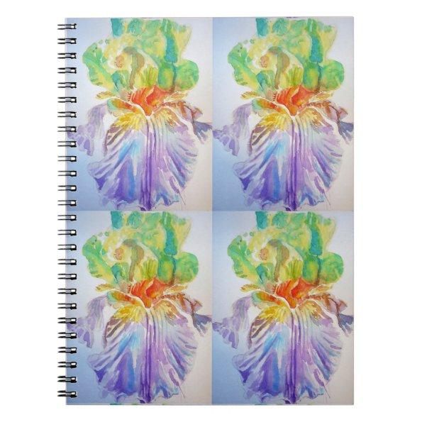 Purple Yellow Iris Pattern Floral Flowers Notebook