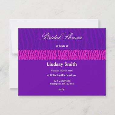 Purple Zebra Pattern Bridal Shower Invitations