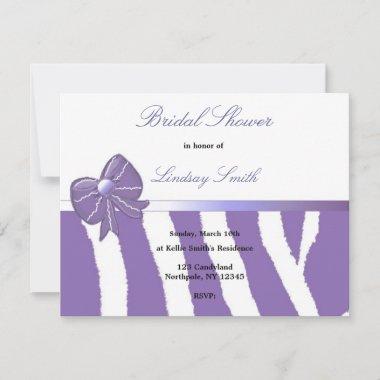 Purple Zebra Print Bridal Shower Invitations