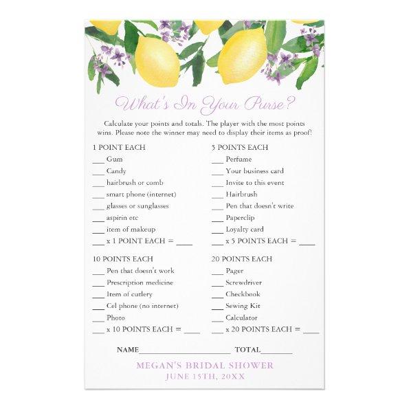 Purse Scavenger Game Invitations For Lemons Bridal Shower Flyer