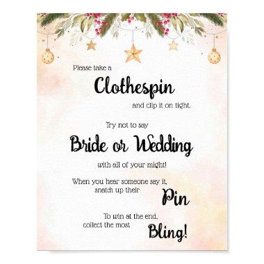 Put a Clothes Pin Christmas Shower Game Sign