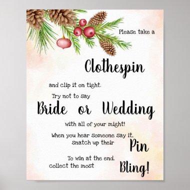 Put a Clothes Pin Christmas Shower Game Sign