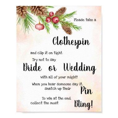 Put a Clothes Pin Christmas Shower Game Sign