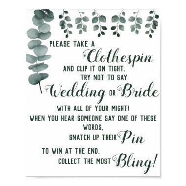 Put a Clothespin Bridal Shower Game Sign