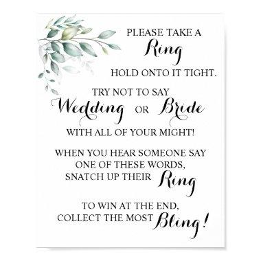 Put a Ring on Eucalyptus Bridal Shower Game Sign