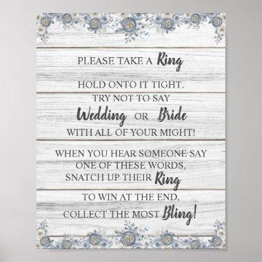 Put a Ring on Gray Floral Bridal Shower Game Sign