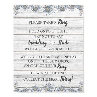 Put a Ring on Gray Floral  Game Sign