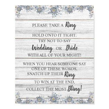 Put a Ring on Gray Floral Bridal Shower Game Sign