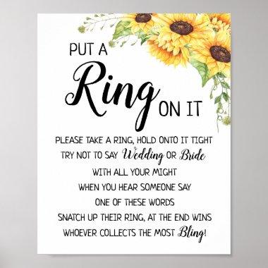 Put a Ring on it bridal shower game sunflower sign