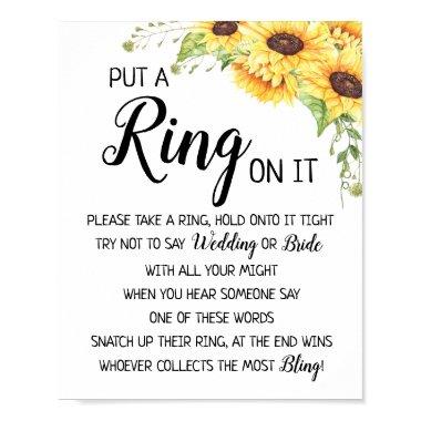 Put a Ring on it bridal shower game sunflower sign