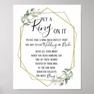 Put a Ring on it greenery bridal shower game sign