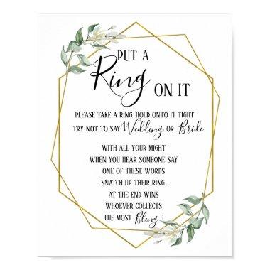 Put a Ring on it greenery bridal shower game sign