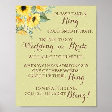Put a Ring on Sunflowers Bridal Shower Game Sign