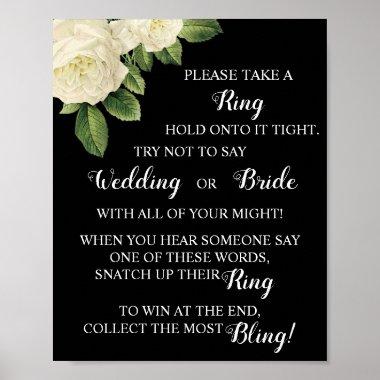 Put a Ring on White Roses Bridal Shower Game Sign