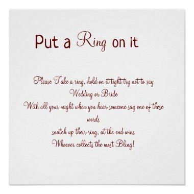 Put the ring on it wedding bride groom part poster