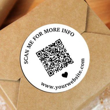 QR Code Black White Classic Round Sticker