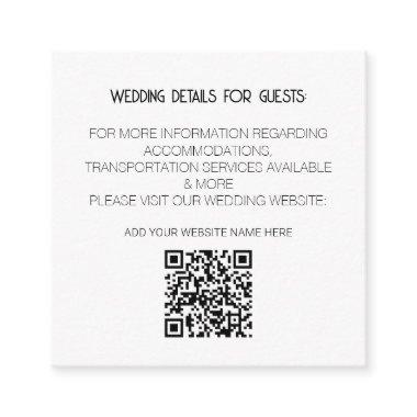 QR Code Black White Modern Wedding Details Minimal Enclosure