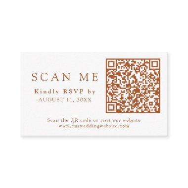 QR Code Burnt Orange Wedding RSVP Enclosure Invitations