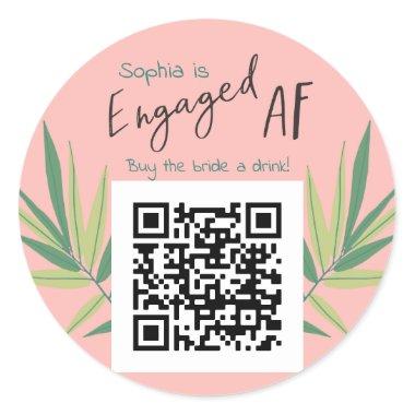 QR Code Buy Bride a Drink EngagedAF Bachelorette Classic Round Sticker