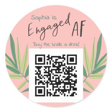 QR Code Buy Bride a Drink EngagedAF Bachelorette Classic Round Sticker