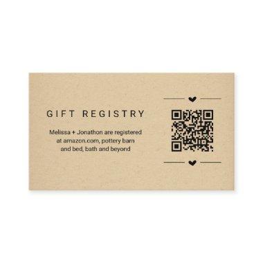 QR Code Gift Registry Invitations Insert