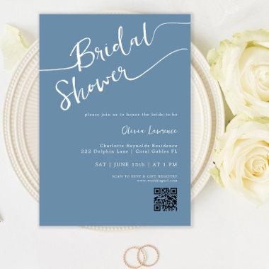 QR Code Handwritten Minimalist Bridal Shower Invitations