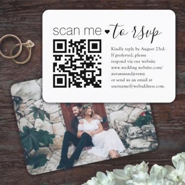 QR Code & Photo Wedding Website Simple Enclosure RSVP Card