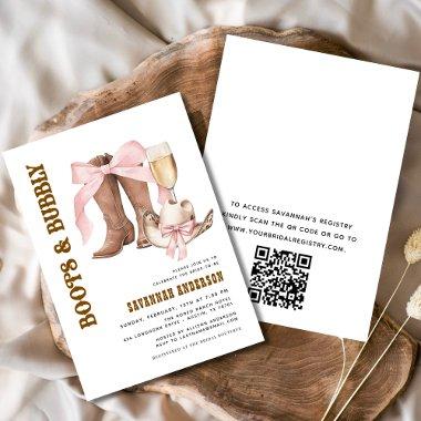 QR Code Pink Bow Boots & Bubbly