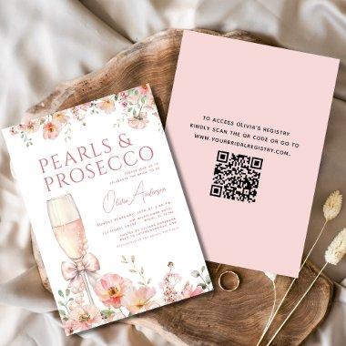 QR Code Pink Bow Pearls & Prosecco