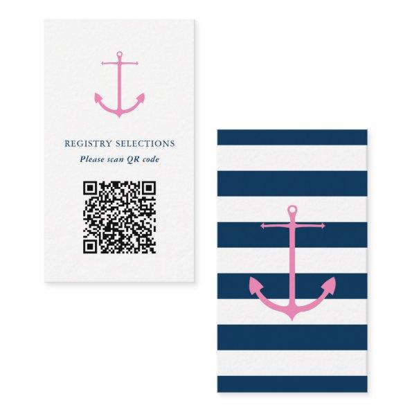 QR code Pink Navy Nautical  Registry Enclosure
