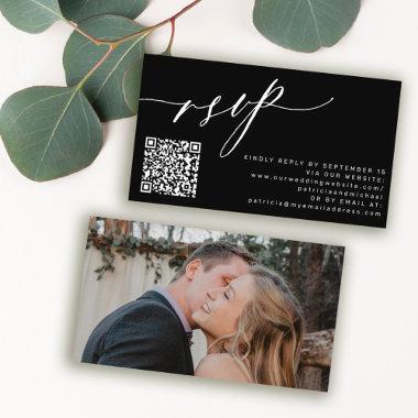 QR code RSVP modern photo wedding website Enclosure Invitations