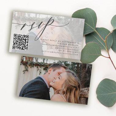 QR code RSVP simple photo wedding website Enclosure Invitations
