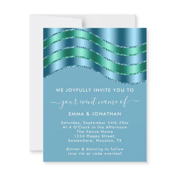 QR Code Wedding Bridal Shower Blue Green Teal